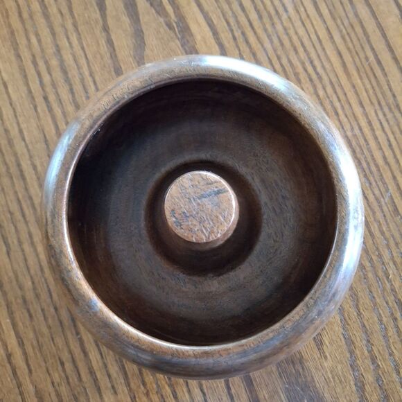 Vintage Imported wood nut bowl Handmade Dark Wood - Picture 3 of 4